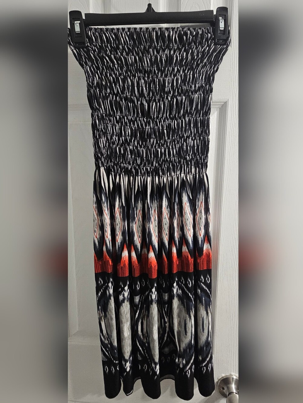Smocked Maxi Dress - Red & Black